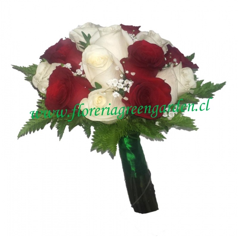 Bouquet de rosas rojo y blanco