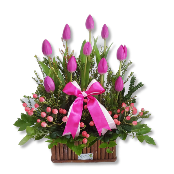 Canasta de Tulipanes con color a elección